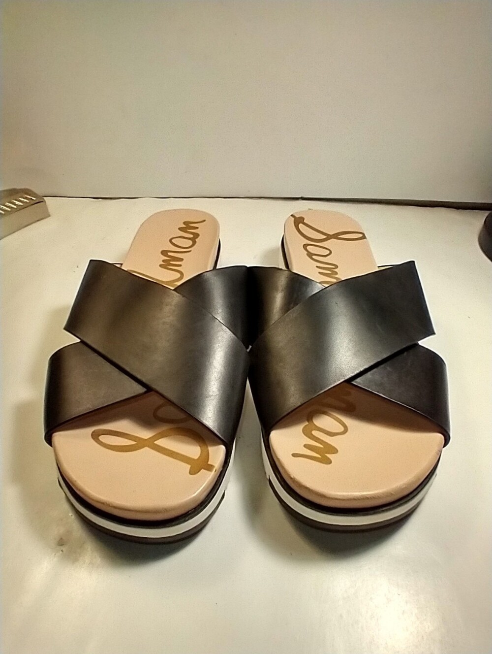 Sam Edelman Audrea Cross Strap Leather Slide Sandals Women's sz 9.5M. - Picture 3 of 12